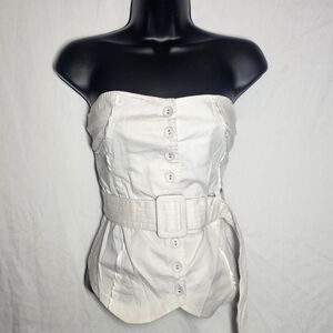 deadstock white y2k belted strapless top